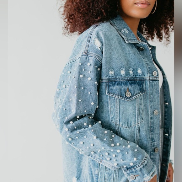 Chelsea DeBoer Jackets & Blazers - Chelsea DeBoer Black Penny Pearl Distressed Jacket with Pockets